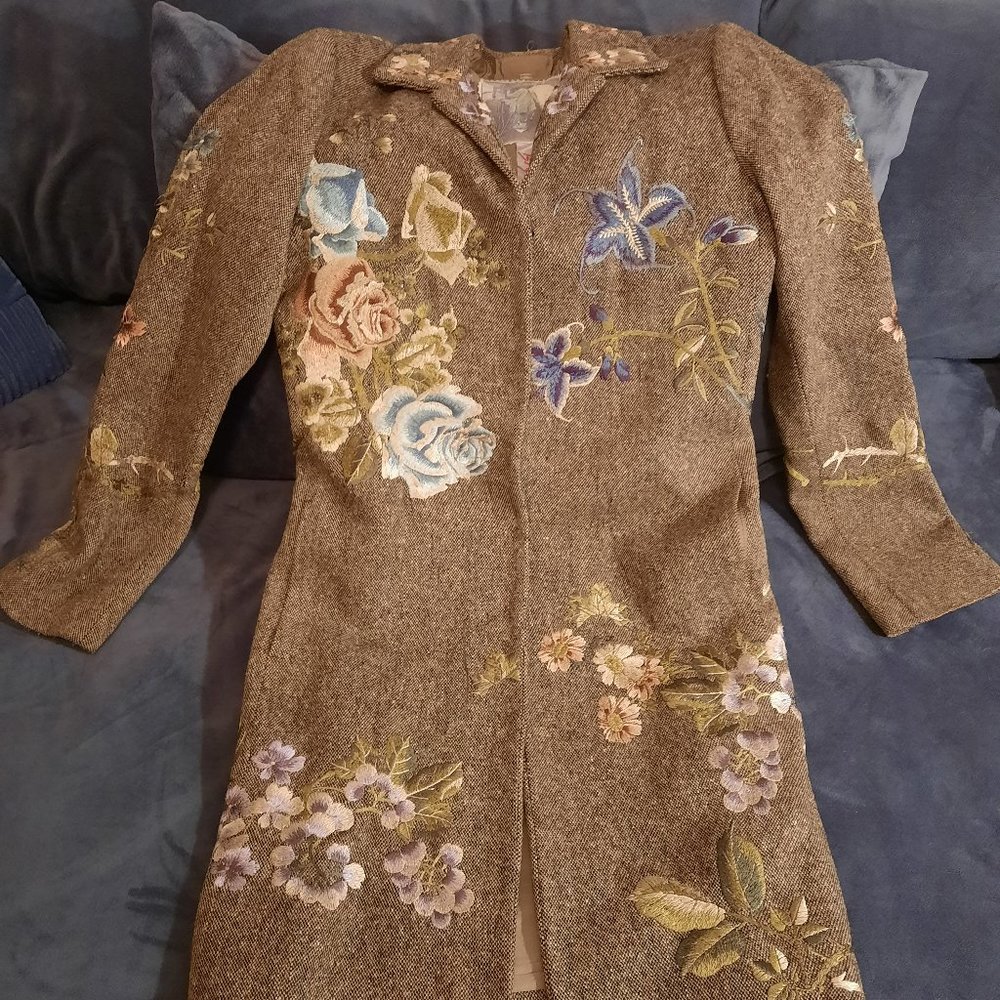 BIYA Women's Embroidered Wool Coat, Size M